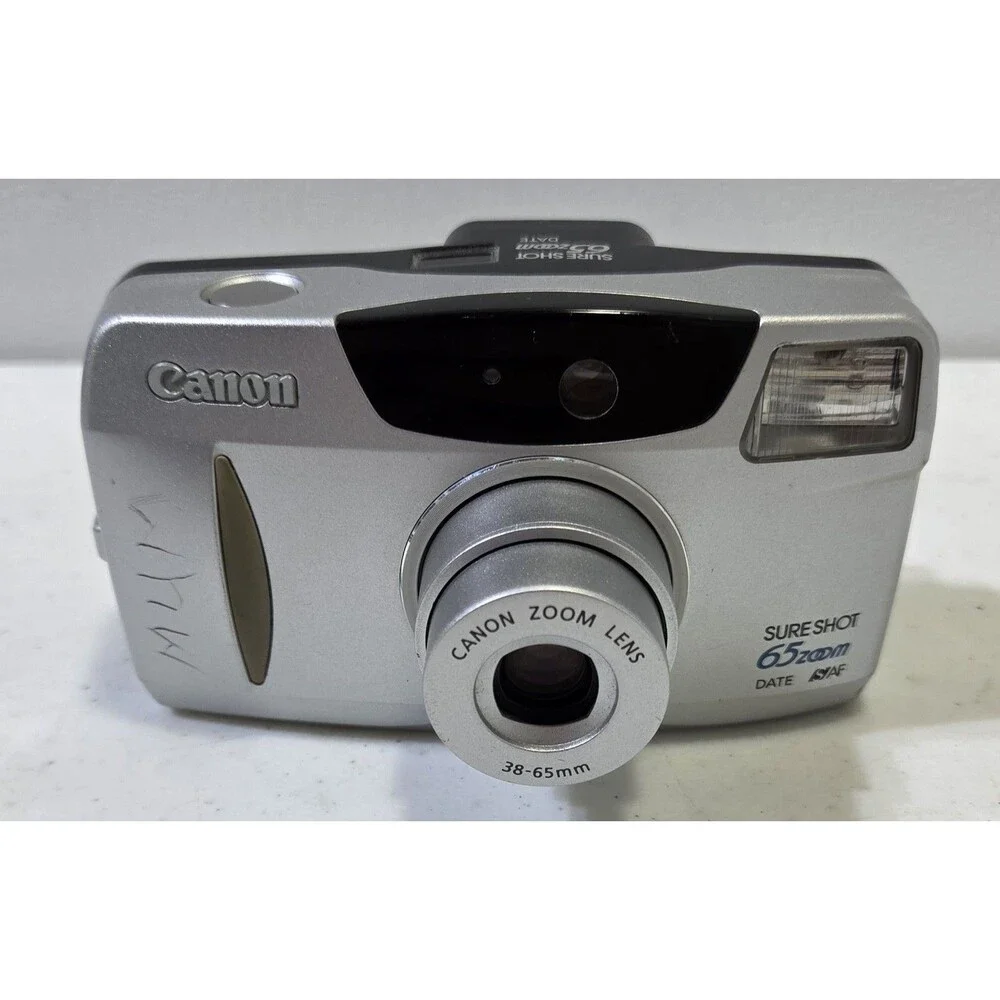 Canon Sure Shot 85 Zoom Date SAF 35mm Film Camera Silver Prima Zoom WORKS TESTED